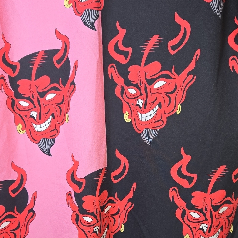LG Devil Button Down Shirt Casual OR DRESSY BOLD HARAJUKU STREETWEAR ROCKABILLY - Picture 12 of 17
